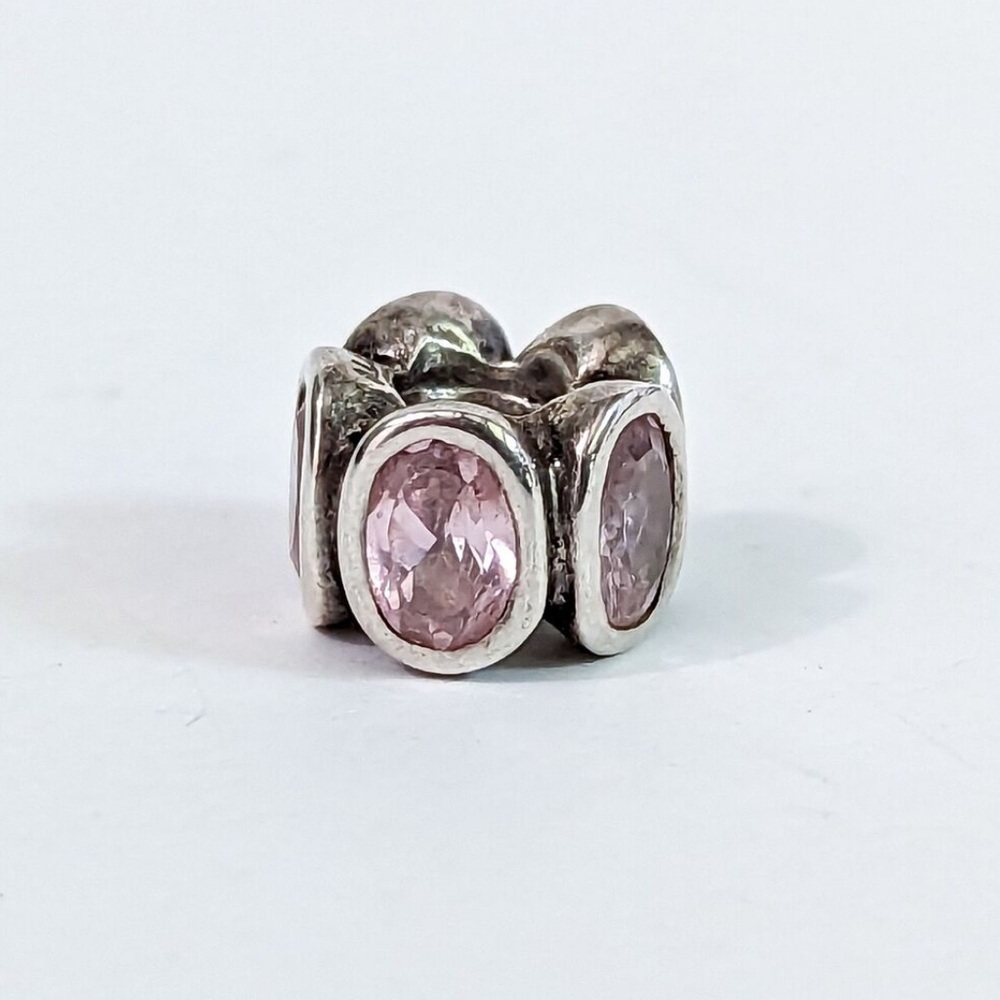 Pandora Charm ✨ Silver Pink Crystal Gem Sparkly Shiny Gem